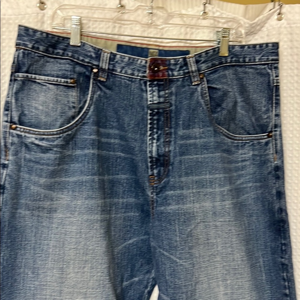 Marithe Francois Girbaud Blue Relaxed Jeans with Distressed Details
